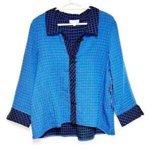 NWT Habitat 73737 Chopstick Button Cotton Pucker Window Pane Tunic Sz M L